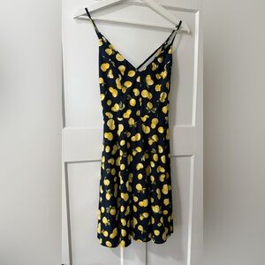 nine britton Navy Dress with Yellow Lemon Print